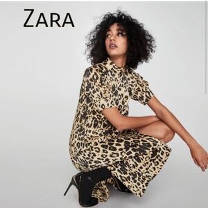 Zara leopard print satin dress- excellent condition. Midi/ maxi length. Sz small